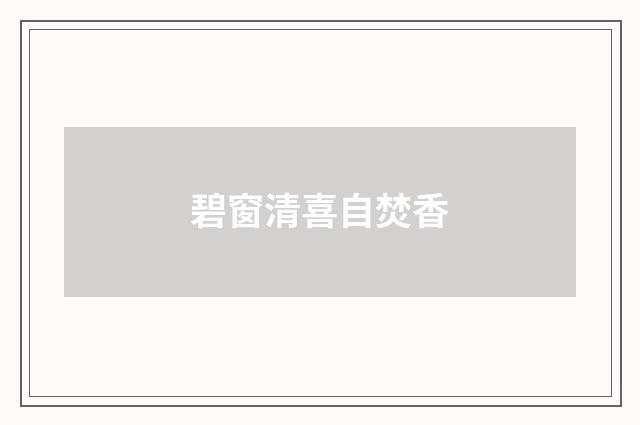 碧窗清喜自焚香