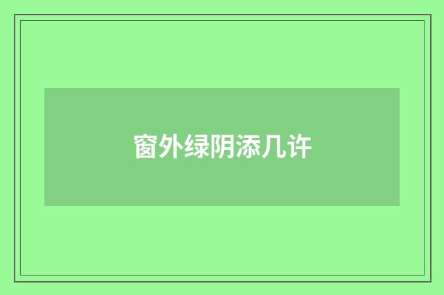 窗外绿阴添几许