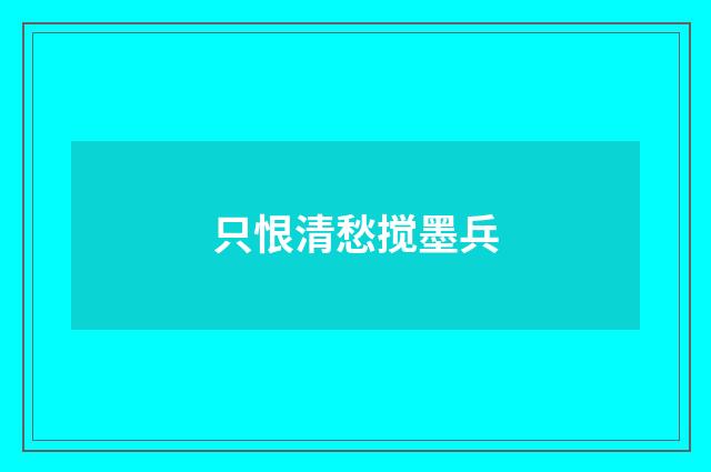 只恨清愁搅墨兵