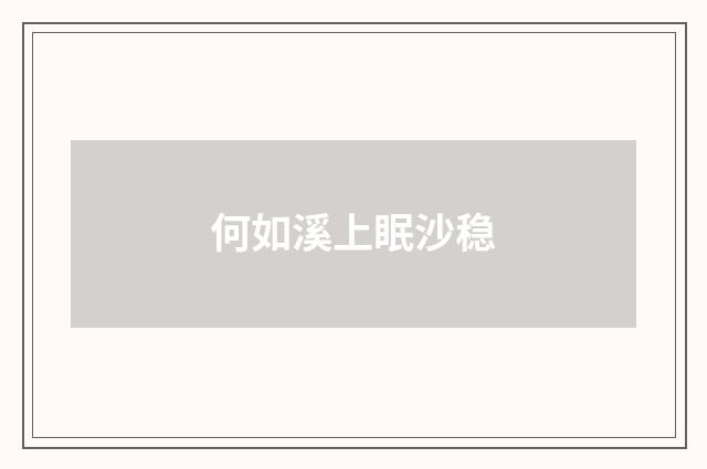 何如溪上眠沙稳