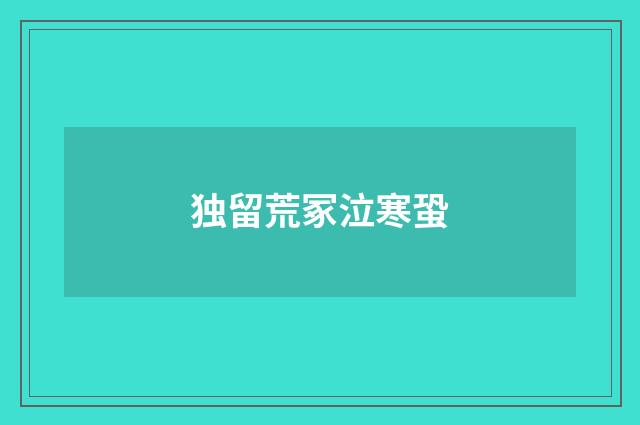 独留荒冢泣寒蛩