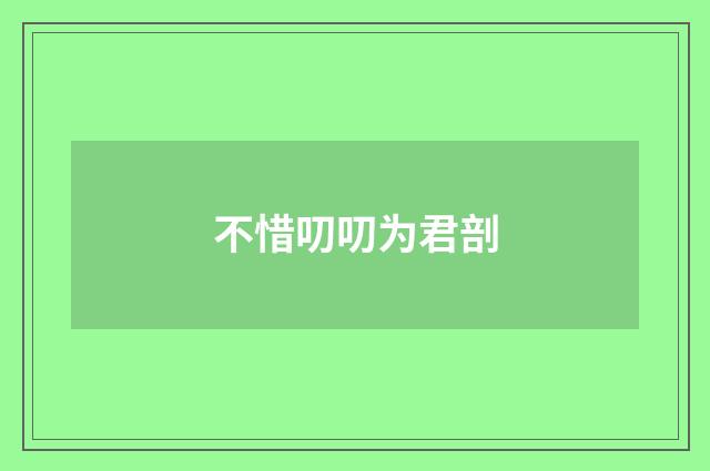 不惜叨叨为君剖