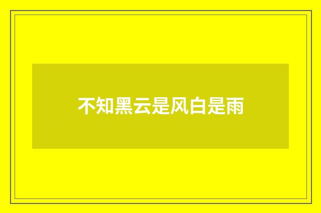 不知黑云是风白是雨