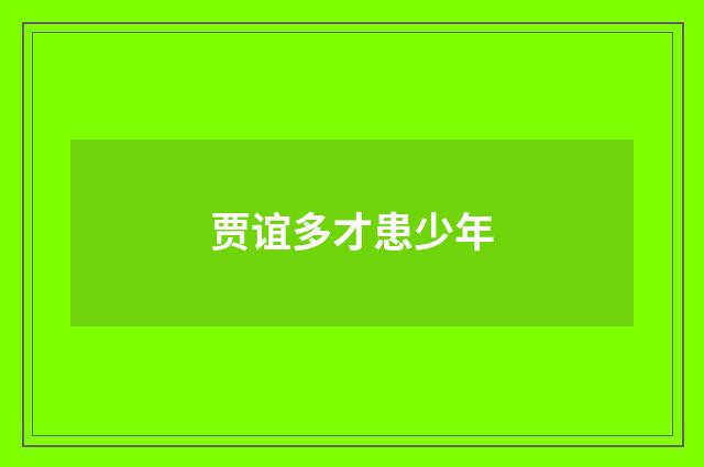 贾谊多才患少年