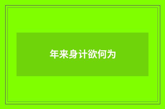 年来身计欲何为