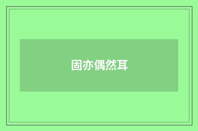 固亦偶然耳