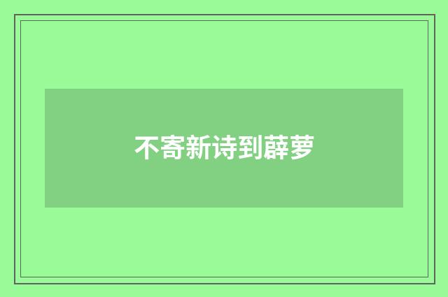 不寄新诗到薜萝