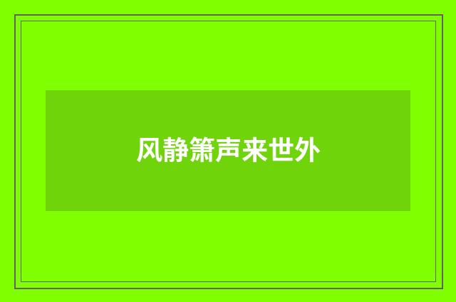 风静箫声来世外