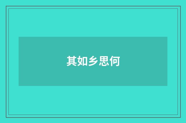 其如乡思何