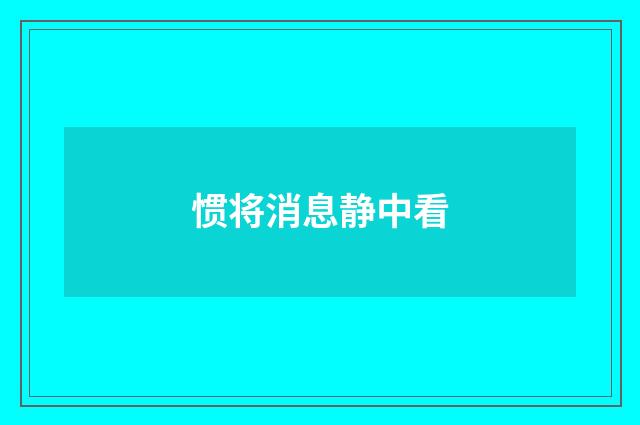 惯将消息静中看
