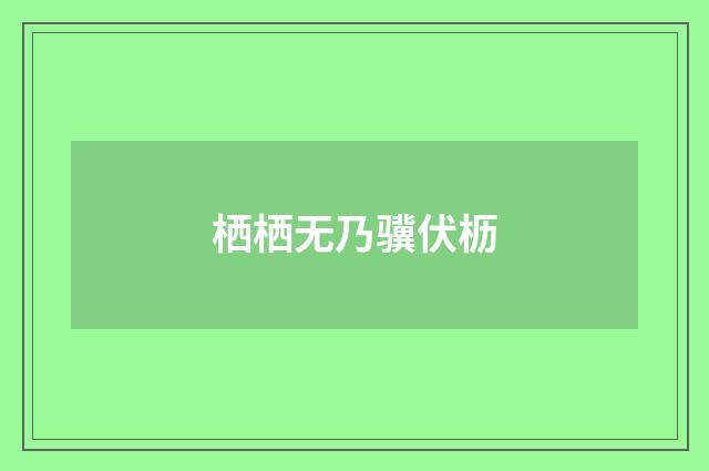栖栖无乃骥伏枥