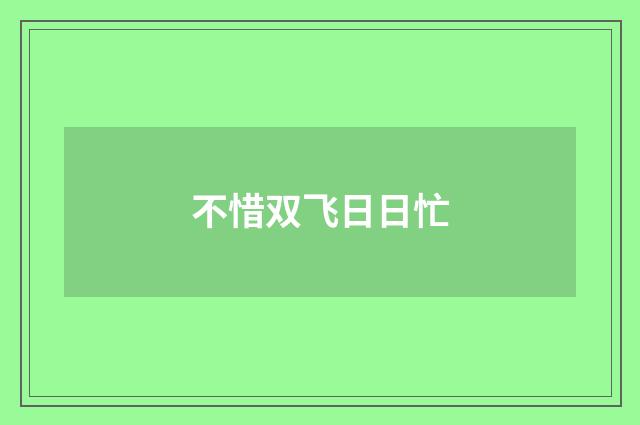 不惜双飞日日忙