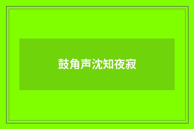 鼓角声沈知夜寂