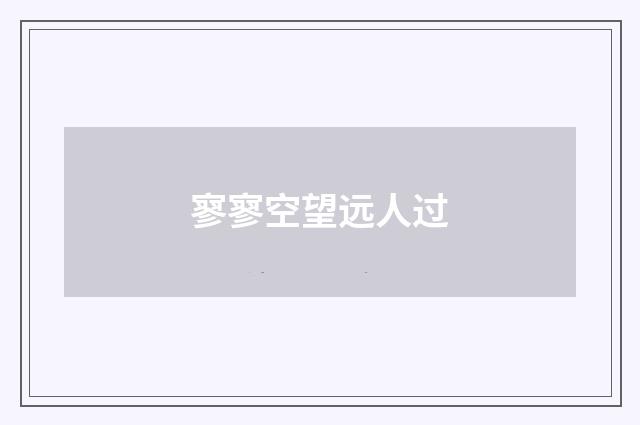 寥寥空望远人过
