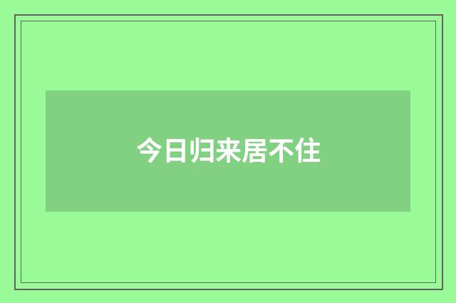 今日归来居不住