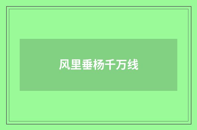 风里垂杨千万线