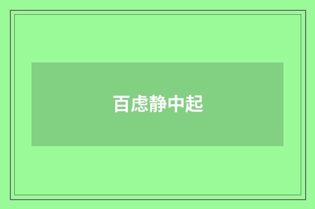 百虑静中起