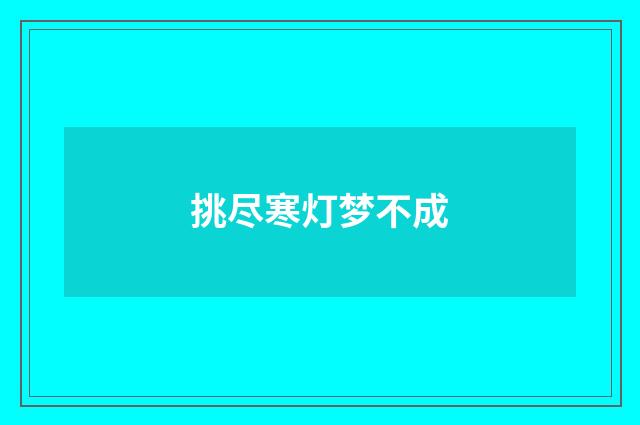 挑尽寒灯梦不成
