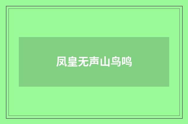 凤皇无声山鸟鸣