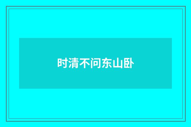 时清不问东山卧