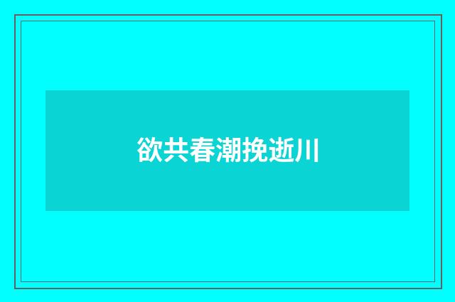 欲共春潮挽逝川