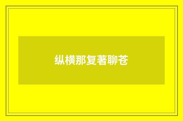 纵横那复著聊苍