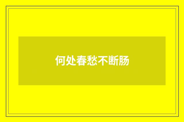 何处春愁不断肠