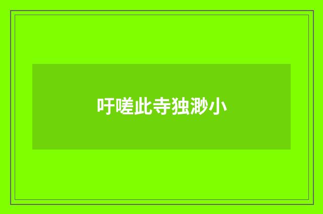 吁嗟此寺独渺小