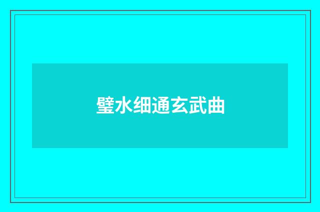 璧水细通玄武曲