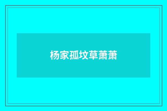 杨家孤坟草萧萧