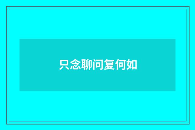 只念聊问复何如