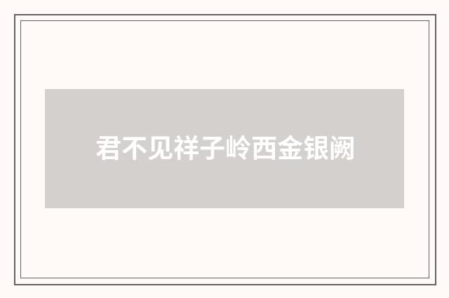 君不见祥子岭西金银阙