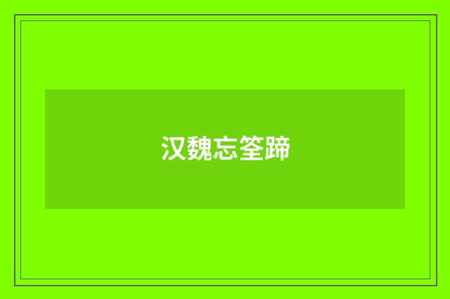 汉魏忘筌蹄
