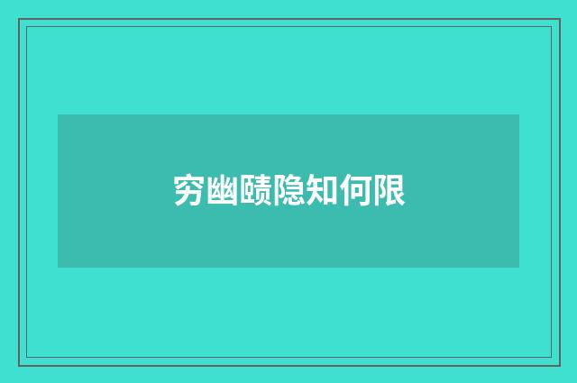 穷幽赜隐知何限