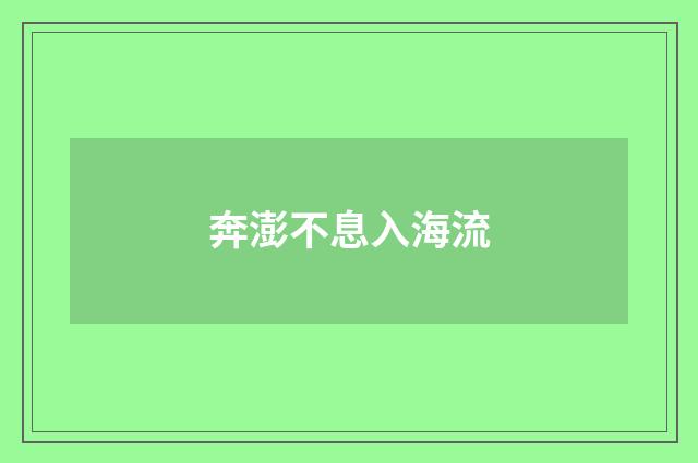 奔澎不息入海流