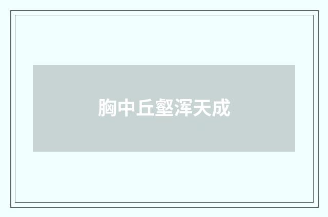 胸中丘壑浑天成