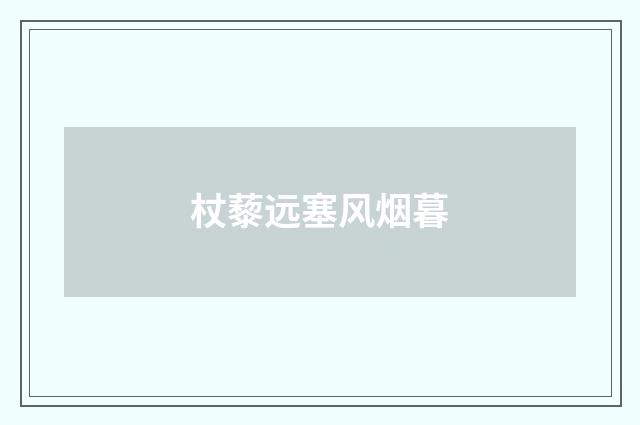 杖藜远塞风烟暮