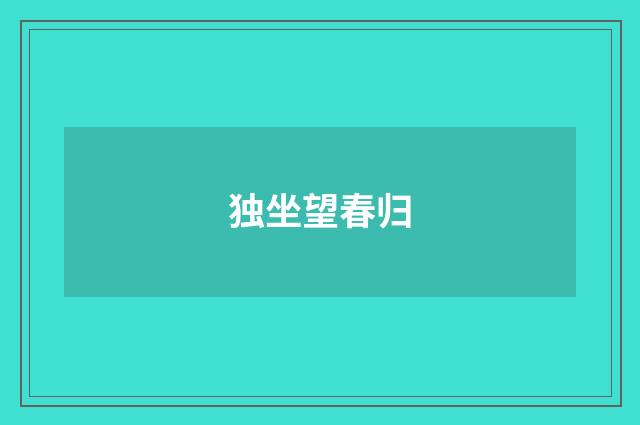 独坐望春归