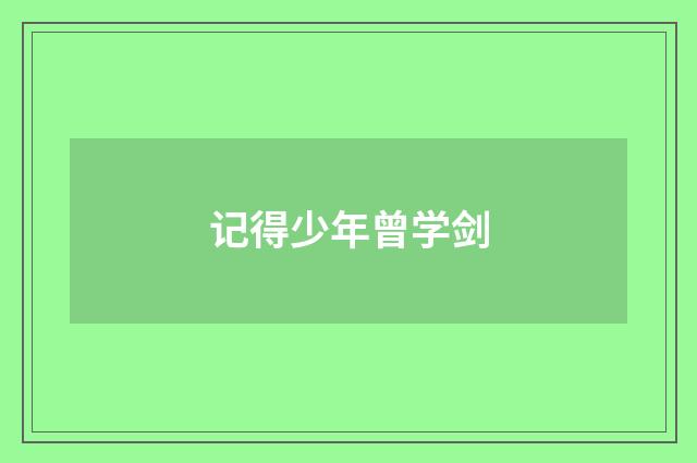 记得少年曾学剑