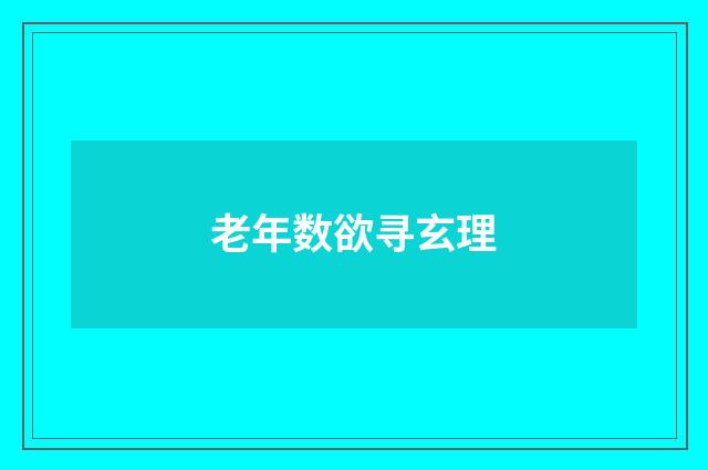 老年数欲寻玄理