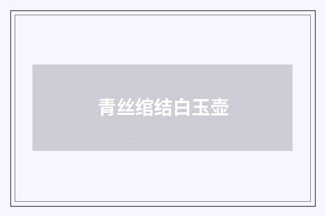 青丝绾结白玉壶