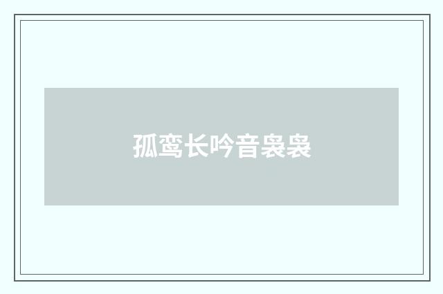 孤鸾长吟音袅袅
