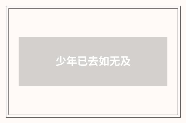 少年已去如无及