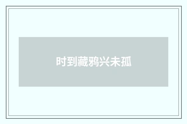 时到藏鸦兴未孤