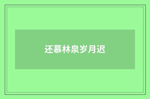 还慕林泉岁月迟