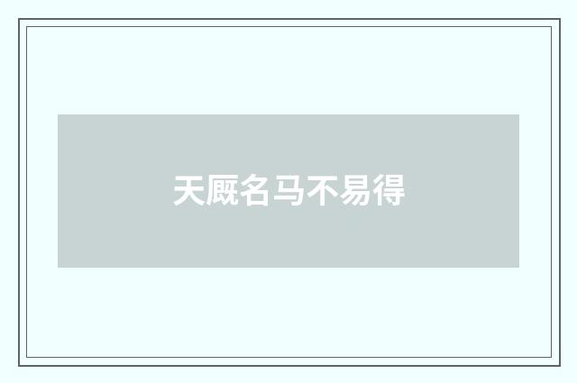 天厩名马不易得
