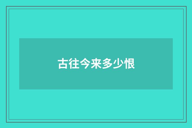 古往今来多少恨