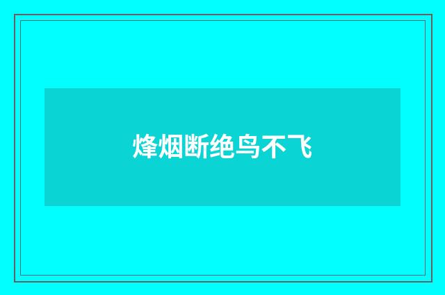 烽烟断绝鸟不飞