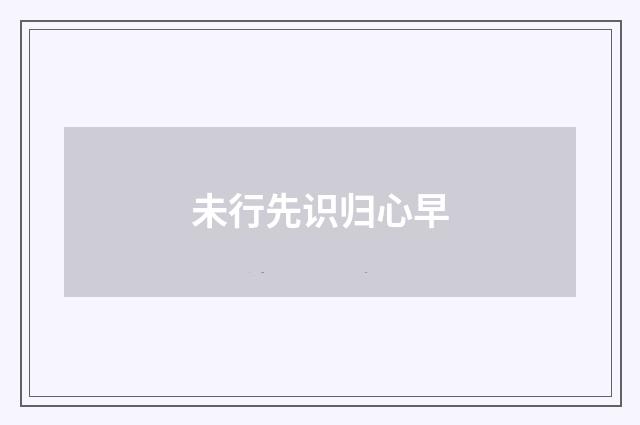 未行先识归心早