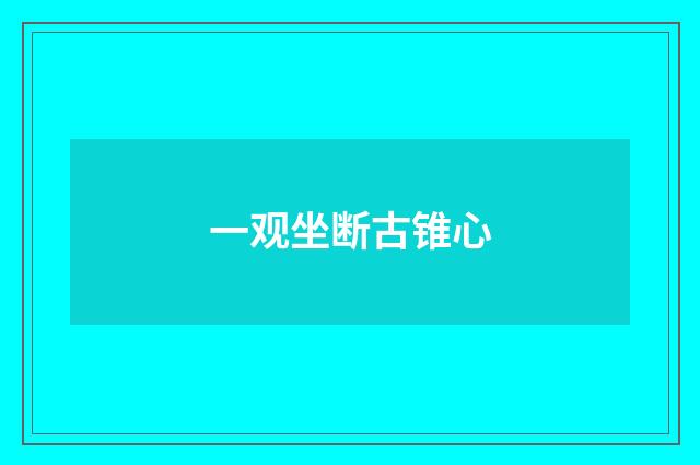 一观坐断古锥心